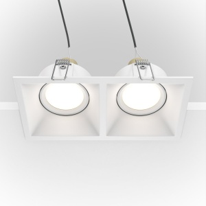 Corp incastrabil cu 2 spoturi directionabile design tehnic Dot alb
