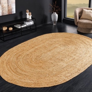 Covor oval din iuta, fabricat manual din fibra naturala, PURE NATURE 160x230cm - Img 8