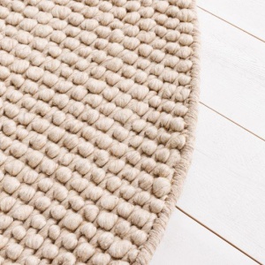 Covor rotund realizat manual Wool 150cm, bej - Img 4