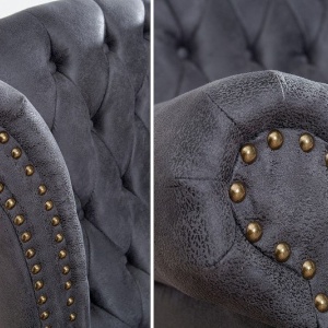 Fotoliu clasic stil englezesc Chesterfield gri antic - Img 3