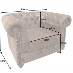 Fotoliu clasic stil englezesc Chesterfield maro antic - Img 7