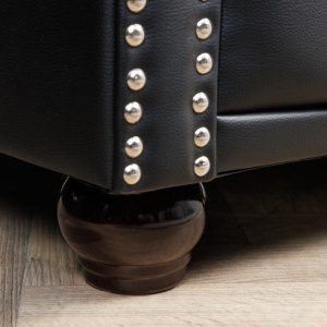 Fotoliu clasic stil englezesc Chesterfield, negru antic - Img 5
