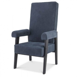 Fotoliu design clasic din piele naturala Milo, albastru 114504 HZ