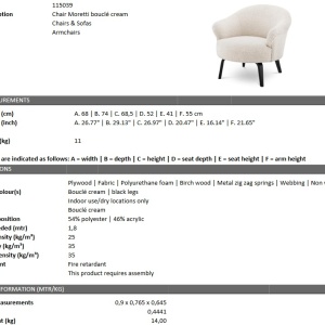 Fotoliu design elegant LUX Moretti, boucle crem 115039 HZ - Img 6