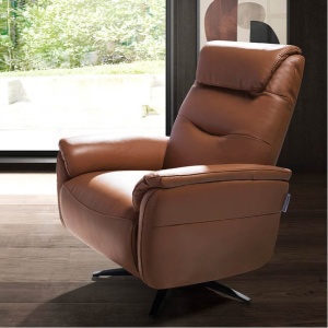 Fotoliu design LUX cu functia relax Cowhide brown leather
