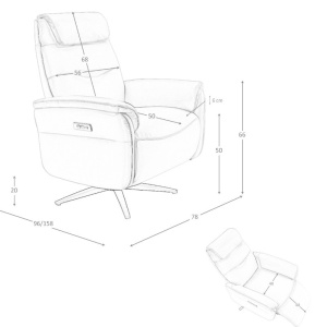 Fotoliu design LUX cu functia relax Cowhide brown leather - Img 3