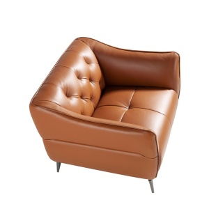 Fotoliu din piele naturala capitonata Cowhide leather brown - Img 3