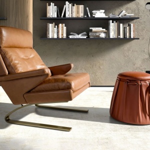 Fotoliu LUX design italian Cowhide camel - Img 6