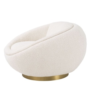 Fotoliu pivotant design elegant Bollinger, crem boucle 114819 HZ - Img 3