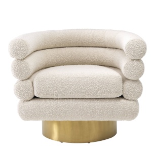 Fotoliu pivotant design elegant LUX Maguire, boucle crem 113939 HZ - Img 2