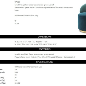 Fotoliu pivotant modern design LUX Chair Greer, Savona sea green, turquoise - Img 6