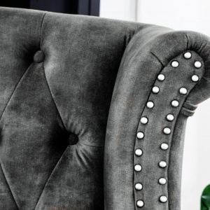 Fotoliu stil englezesc Chesterfield, catifea gri - Img 2
