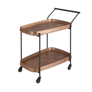 Gheridon, Mini Bar cu roti pentru bauturi si sticle Walnut - Img 4
