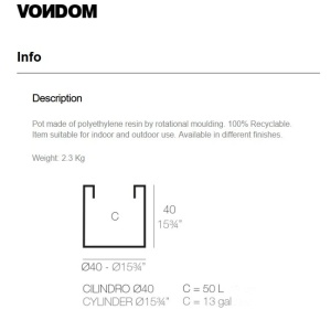 Ghiveci plante design decorativ modern exterior / interior CYLINDER POT 40x40cm - Img 6