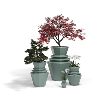Ghiveci plante design decorativ modern exterior/interior ORIGAMI Hinoki 76x76x120cm