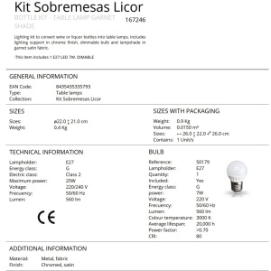 Kit iluminat / Lampa de masa decorativa Licor garnet 211091 universul-luminii.ro