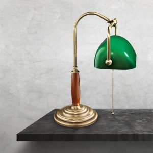 Lampa de birou din alama si lemn Banker Heritage - Img 2
