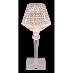 Lampa de masa cu baterii, plastic transparent cu efect de cristal Gixi alb 221721 universul-luminii.ro