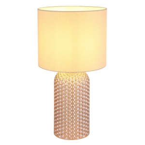 Lampa de masa cu baza din sticla abajur textil SOFIA sampanie