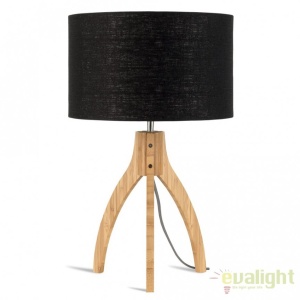 Lampa de masa cu trepied, realizata din materiale naturale, durabile si ecologice, Annapurna negru