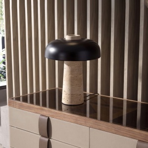 Lampa de masa neagra si marmura portelanata LED