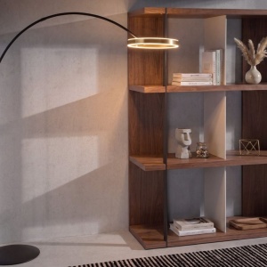 Lampa de podea arcuita design modern LUX Gold and Black steel - Img 5