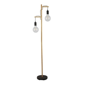 Lampa de podea din lemn design rustic Woody 2L 112001 universul-luminii.ro