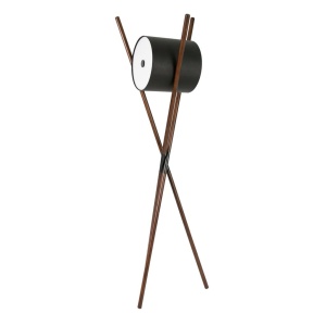 Lampa de podea din lemn si piele sintetica design LUX Black - Img 4