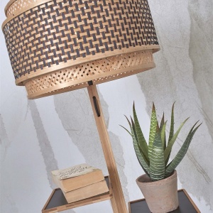 Lampa de podea eco din bambus cu 2 rafturi Bhutan 40x25 natur 231901 universul-luminii.ro