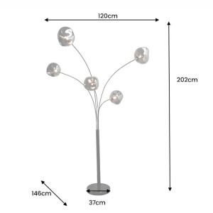Lampa de podea moderna cu 5 globuri sticla fumurie LIQUID DIAMOND - Img 9