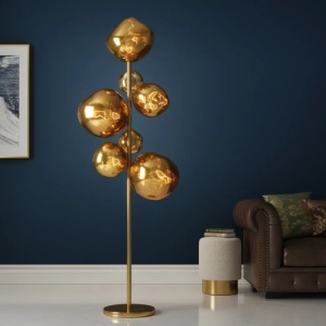 Lampa de podea moderna cu 7 globuri aurii LIQUID DIAMOND 168361 universul-luminii.ro
