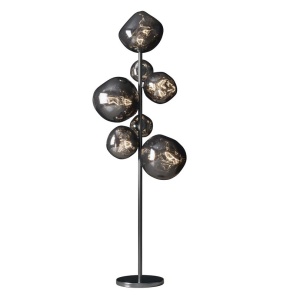 Lampa de podea moderna cu 7 globuri sticla fumurie LIQUID DIAMOND A-46024 VC