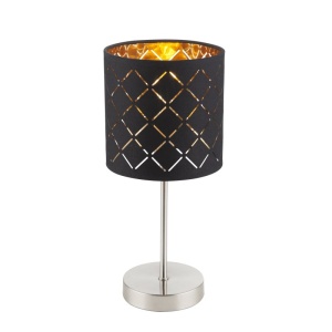 Lampa eleganta cu abajur din tesatura negru cu auriu, CLARKE 15229T GL