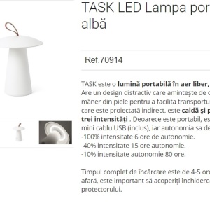 Lampa LED portabila iluminat exterior decorativ IP54 TASK 189661 universul-luminii.ro