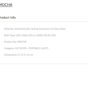 Lampa LED portabila iluminat exterior decorativ MOCHA 222731 universul-luminii.ro
