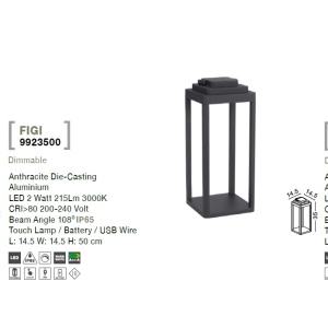 Lampa LED portabila pentru iluminat exterior IP65 FIGI H-50cm 190611 universul-luminii.ro