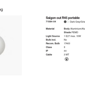 Lampa/Pendul portabil iluminat exterior decorativ SAIGON hole cap R45 gri/alb 127651 universul-luminii.ro