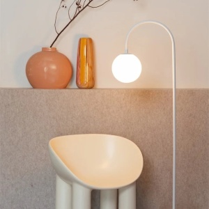 Lampa podea din travertin natur si sticla alba Tivoli 248721 universul-luminii.ro