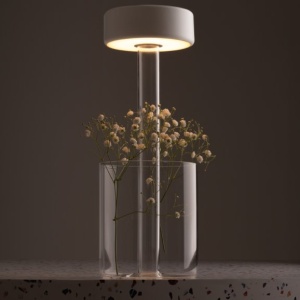 Lampa portabila cu baterii cu baza in forma de vaza AI design auriu/ transparent 231101 universul-luminii.ro