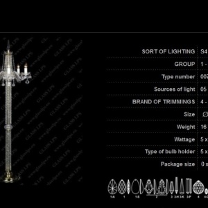Lampadar 5 brate design LUX cristal Bohemia S41 007/05/4 - Img 5