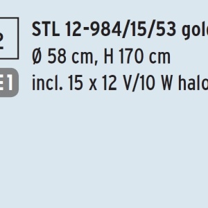 Lampadar cristal Swarovski Spectra design modern de lux GALAXY 15L auriu 95671 universul-luminii.ro