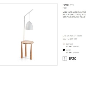 Lampadar cu suport din lemn, masuta cu 3 picioare PIANO PT1 BIANCO 138282 575731 universul-luminii.ro