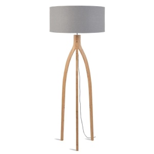 Lampadar cu trepied, realizat din materiale naturale, durabile si ecologice, Annapurna gri deschis
