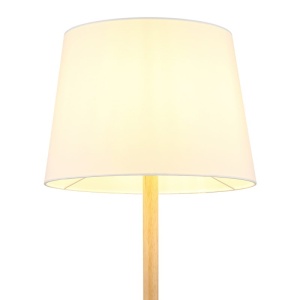 Lampadar de podea metal aspect lemn abajur textil alb JORIS - Img 5