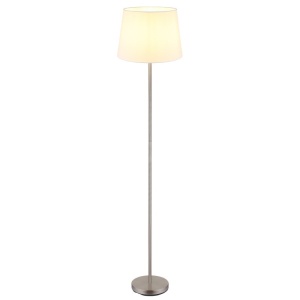 Lampadar de podea metal nickel abajur textil alb JORIS - Img 4