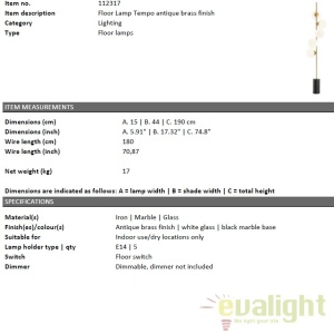 Lampadar design LUX Tempo alama antic 112317 HZ 183841 universul-luminii.ro