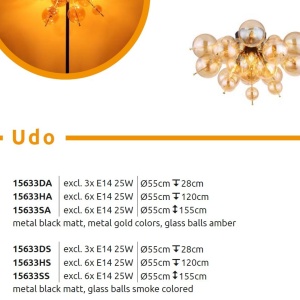Lampadar design modern UDO 6L negru/chihlimbar - Img 8