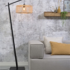 Lampadar eco din bambus Bromo S negru/ natur, 40x18cm 90301 universul-luminii.ro