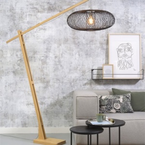 Lampadar eco din bambus Cango L natur/ negru, 60x25cm 91621 universul-luminii.ro