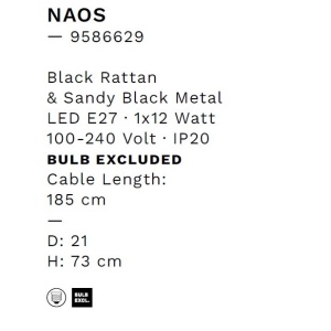Lampadar/Lampa de podea decorativa ratan natural, NAOS H 73cm 244291 universul-luminii.ro